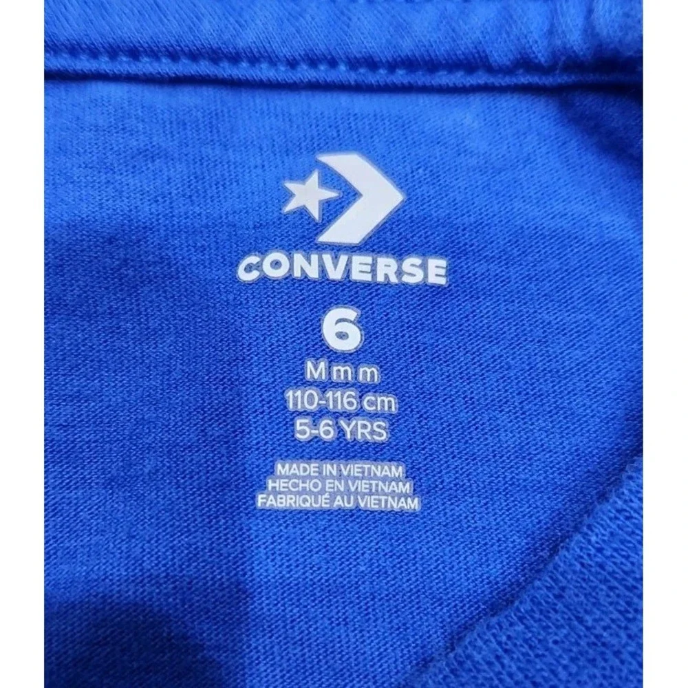 Converse Softstyle Graphic T-Shirt Kids Size 6 Medium Blue 100% Cotton‎